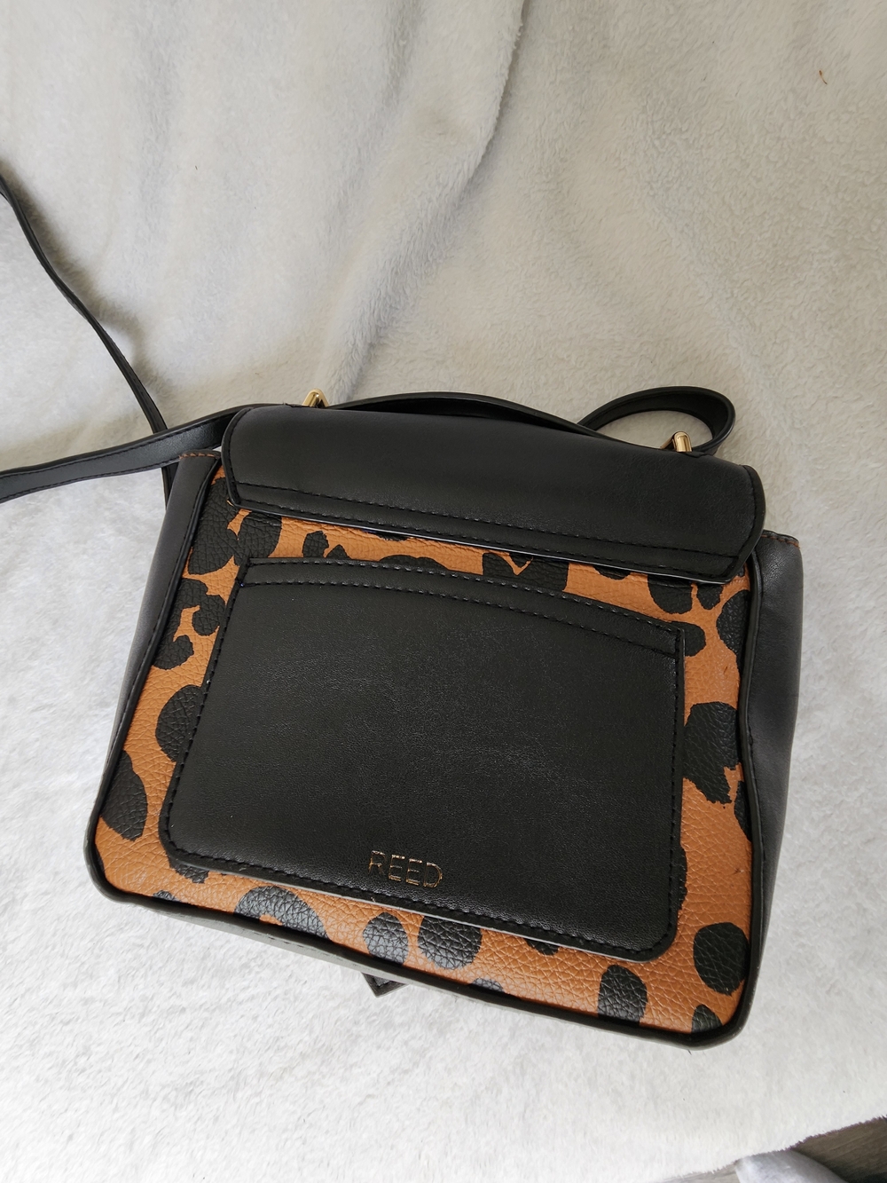 Reed Black and Brown Leopard-Print Crossbody Bag